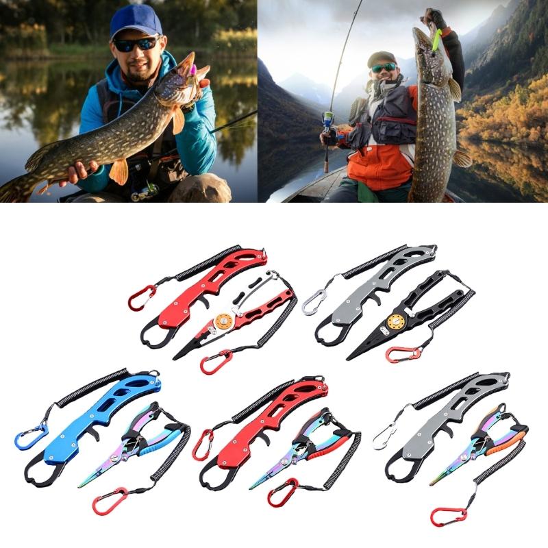 Multi-Function Fishing Pliers Fish Lip Grippers Hook Remover Portable Fishing Lines Cutter Scissors Comfortable Grip