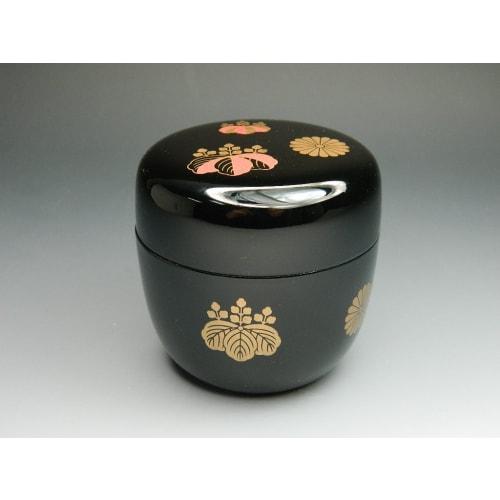 Medium-sized Tea Caddy with Kodaiji Maki-e Lacquer and Colored Maki-e Lacquerware, Made of Resin, Made In Japan, Suitable for Tea Ceremonies