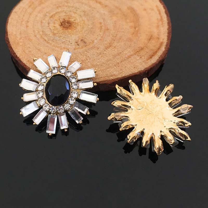 Engood 100Pcs Retro Discredit Alloy Rhinestone Buckles Sewing Trim & Embellishments Craft Button DIY Wedding Hair Accessories