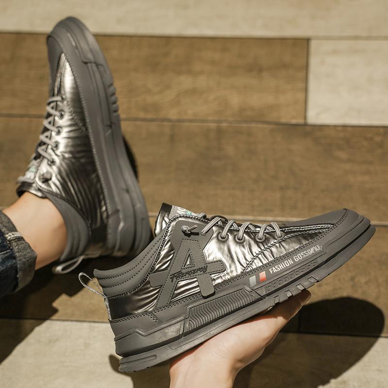 Fashion Brand Men's Genuine Leather Casual Shoes Winter Ankle Boots High Top Shoes Men's Work Clothes Shoes Thick Soles