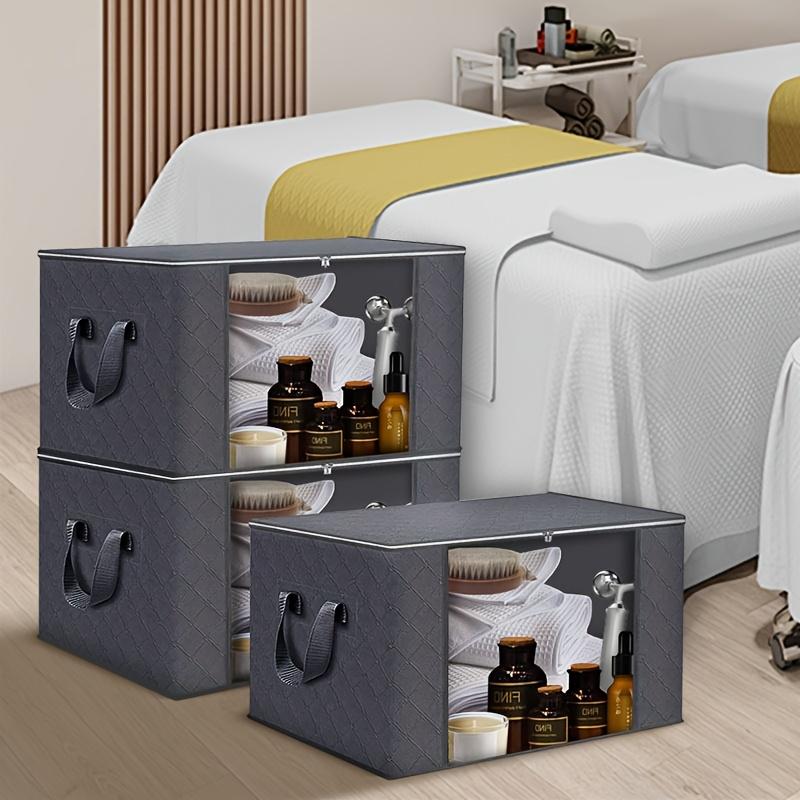 [Cutie de depozitare pliabilă] 1 buc Cutie de depozitare pliabilă din material textil de mare capacitate - Design matlasat durabil negru și gri, ideală pentru organizarea hainelor