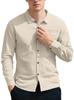Men's Autumn Linen Cardigan Shirt Solid Color Lapel Casual Long Sleeve Loose Fit Breathable Business Casual Classic