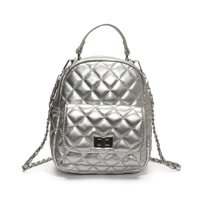 Rhombus chain backpack women's fashion niche design high value Korean version schoolbag high sense mini travel backpack