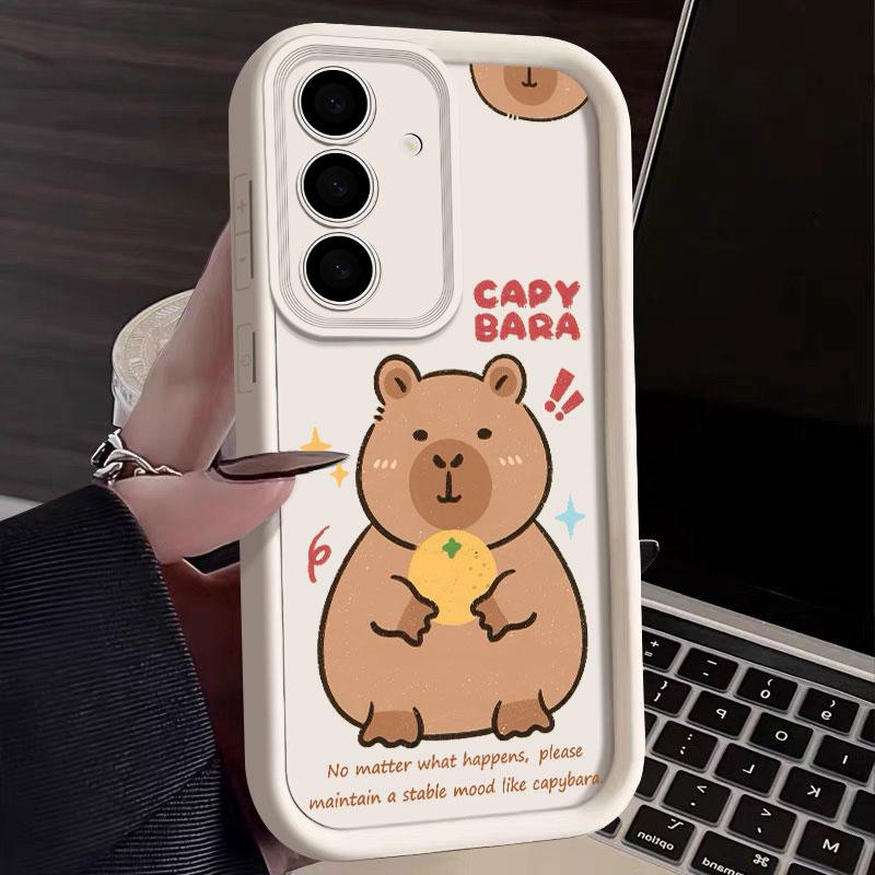 Artistic Little Bear Capybara Phone Case For Samsung S26 S25 S24 S23 S21 S20 Ultra For Galaxy S25 S24 FE S26 Plus Silicone Cover