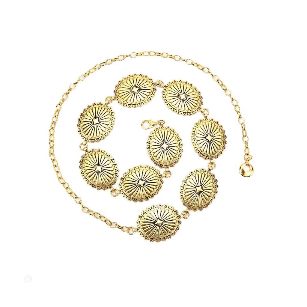 Ethnic Style Oval Waist Chain: Women’s Retro Pattern Belt Accessory
