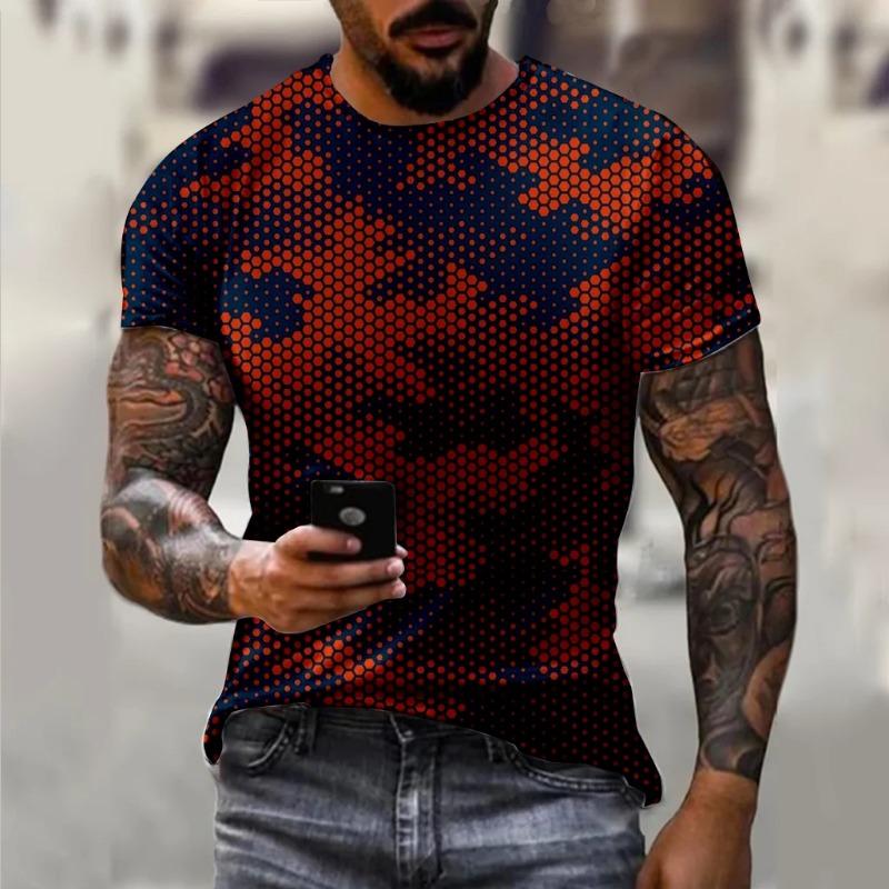 Fashionable Camouflage Hip-Hop Pattern Men's Printed T-shirt Casual Round Neck Comfortable Short Sleeved Top
