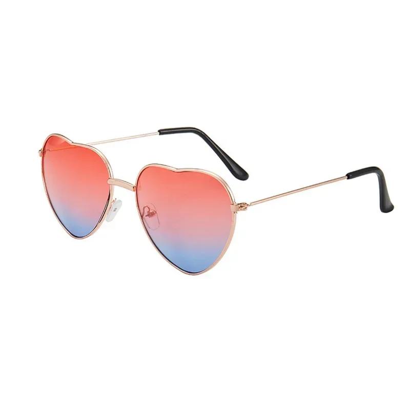 Heart Frame Gradient Color Sunglasses Metal Frame Two-tone Lenses UV Protection Eyewear Outdoor Fashion Trend Sunglasses