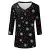 Women's T Shirt CHristmas Print 3/4 Sleeve Daily Weekend Fashion Basic V- Neck Regular Top