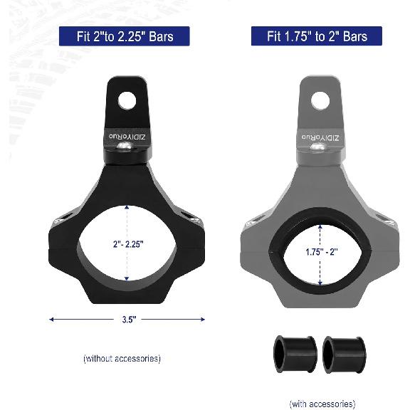 Light Bar Mounts For UTV/Jeep/Truck - Fits 1.75" To 2.25" Big Roll Bars | 24-Position For 360° Rotation, Aluminum Alloy Brackets Durable Holding LED