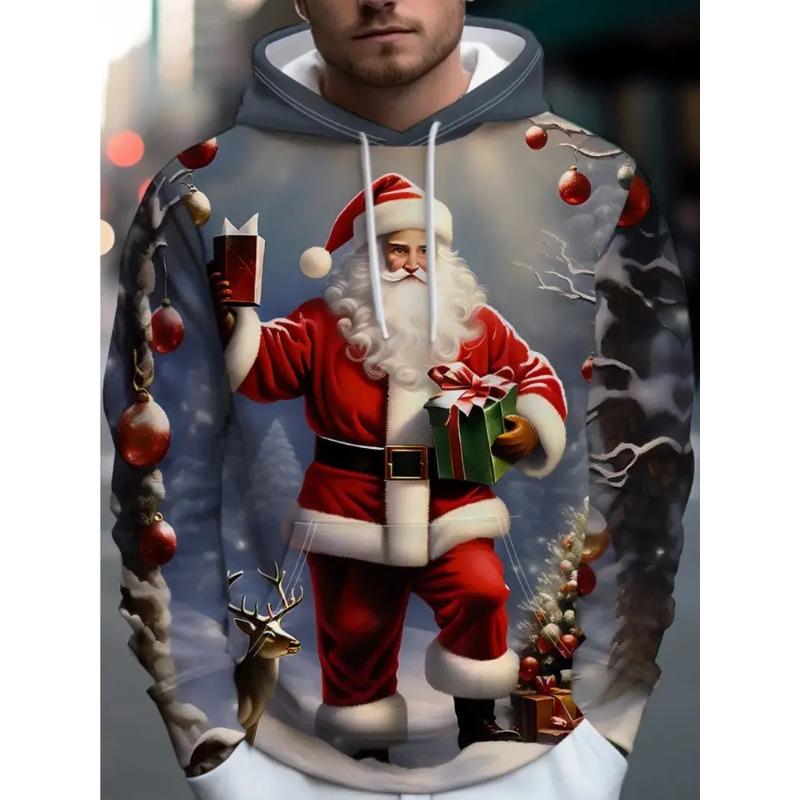 Autumn and Winter Men's 3D Christmas Animal Printed Hooded Hoodies & Sweatshirts (men’s)