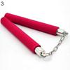 Blue Durable Metal Chain Martial Sponge Nunchaku Show Sticks--Red