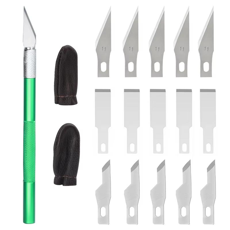 17Pcs Knife Blades Precision Craft Knife Set , For DIY Artwork, Cutting, Models, Scrapbook Leather Carving Tool Carving Knife