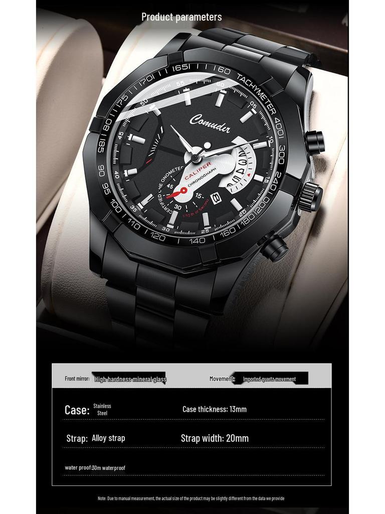 Men's Luminous Waterproof Automatic Calendar Watch with Large Dial