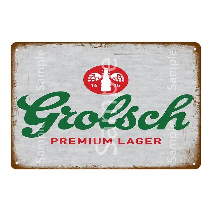 Grolsch Lager Beer Metal Poster Tin Signs Wall Art Painting Decorative Plaque Bar Pub Club Home Decor Art Crafts YK052