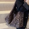 Ielgy Autumn Winter Leopard Print Large-Capacity Bag Casual Commuter Shoulder Loose Tote Bag
