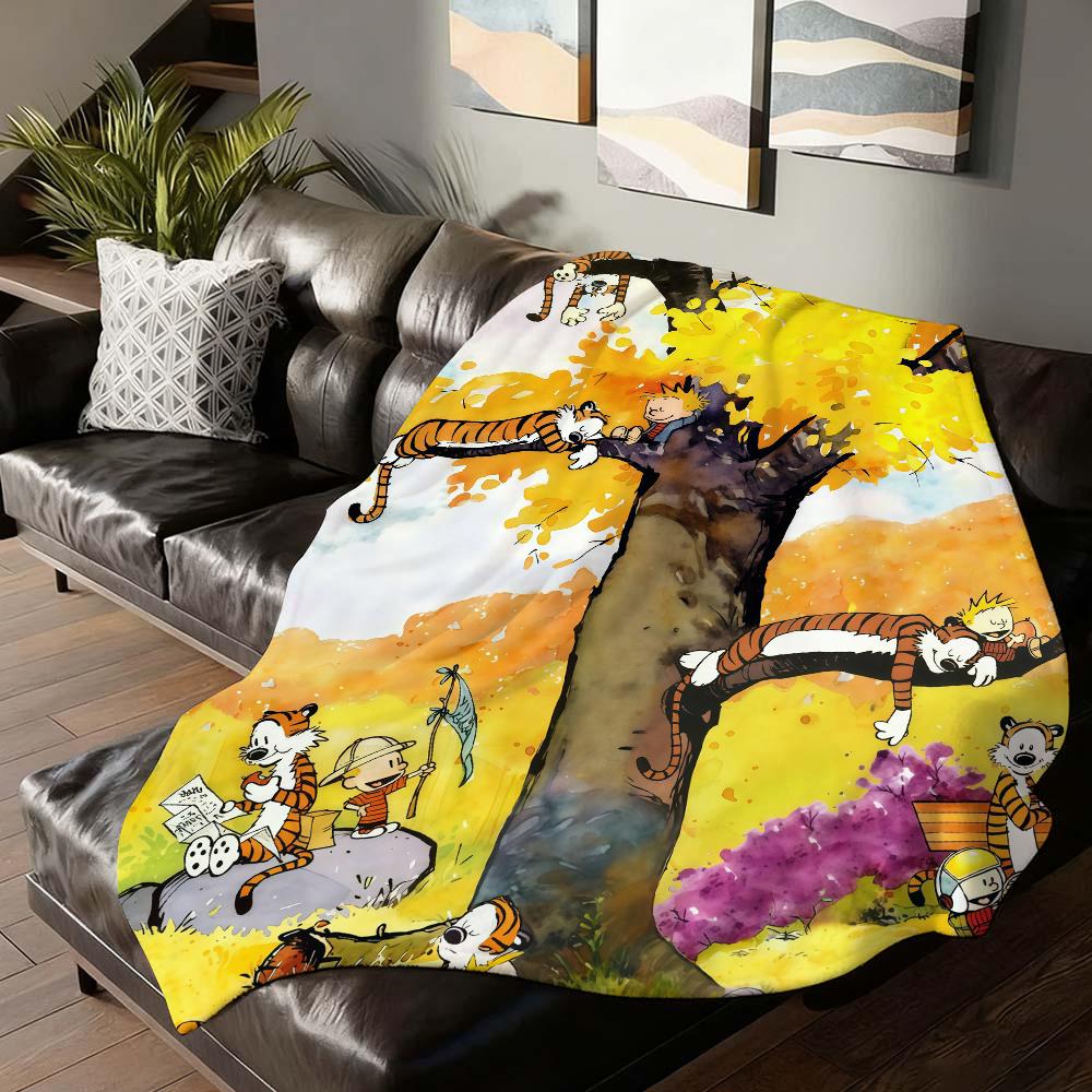 Cartoon niedliche C-Calvin und H-Hobbes Decke für Sofa Büro Bett Flugzeug Reise Schlafen Lesen Entspannen Camping Weich und Warm