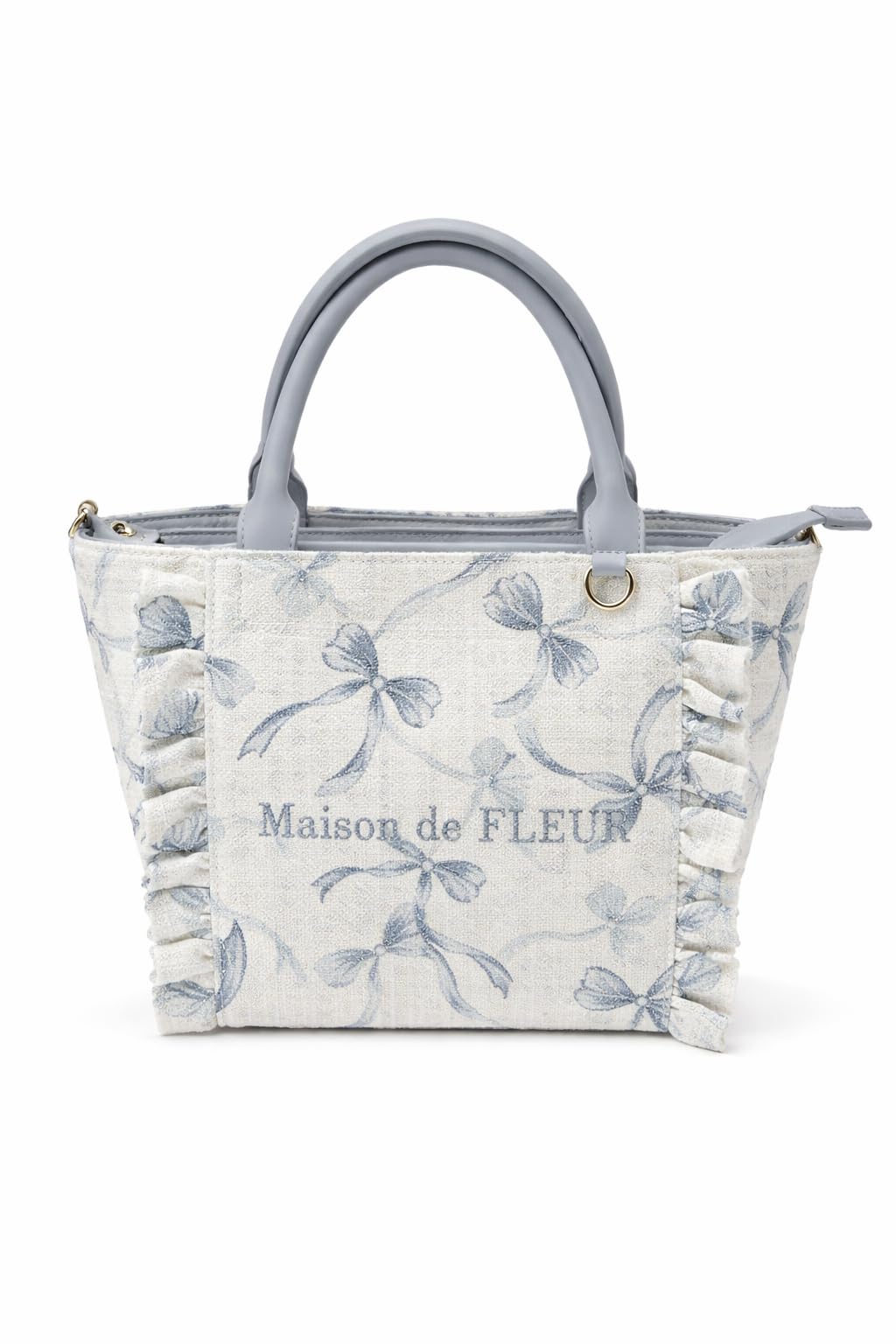 Maison de FLEUR Tweed Ribbon Print Bag S Blue F Handbag 08001143000 2-Way синий