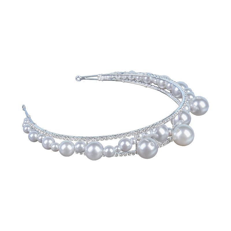 Pure new rhinestone pearl headband bride wedding headgear headband jewelry heel makeup style accessories