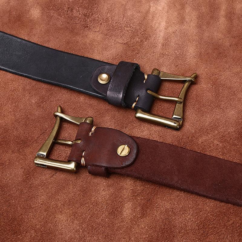 Men's Belt Retro Workwear Handmade Pin Buckle Belt Men's Bronze Quick Removal Quick Solution