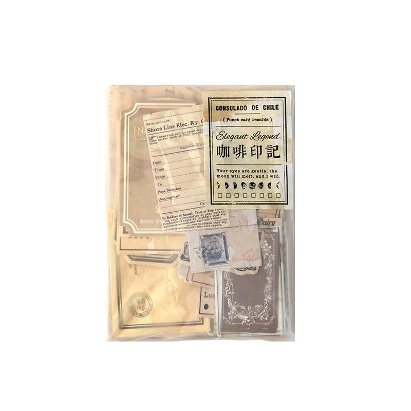 100 pcs Stickers+material paper Set Vintage handmade DIY Planner Scrapbooking Diary Collage material bag