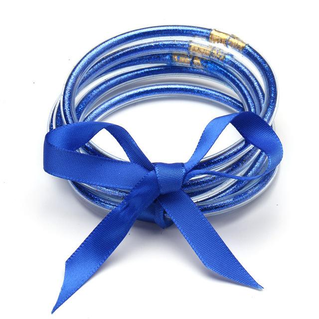 Multilayer Silicone Gold Powder Bracelet Ribbon Set Ladies Bow Christmas Bracelet Bracelet