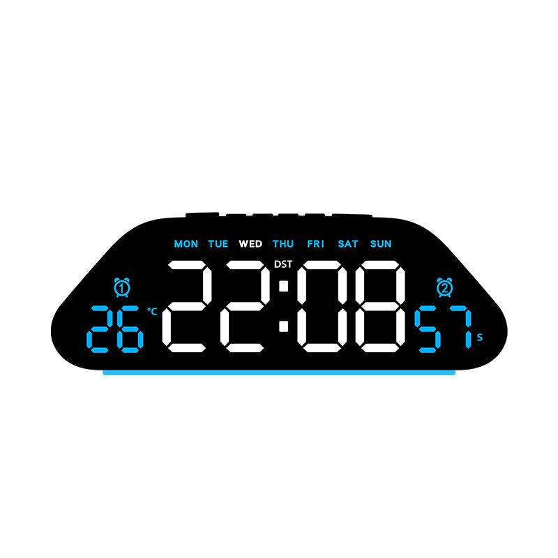 LED Digital Alarm Clock Temperature Week Date Display Timer Brightness Adjustment Electronic Table Clock with Ambient Light