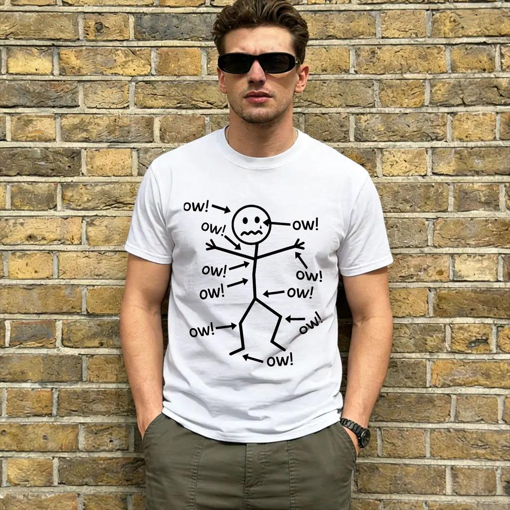 Funny Meme Ow Ow Ow T Shirts Unisex Cotton Crazy TShirts O Neck Tees Short Sleeve Tops Party