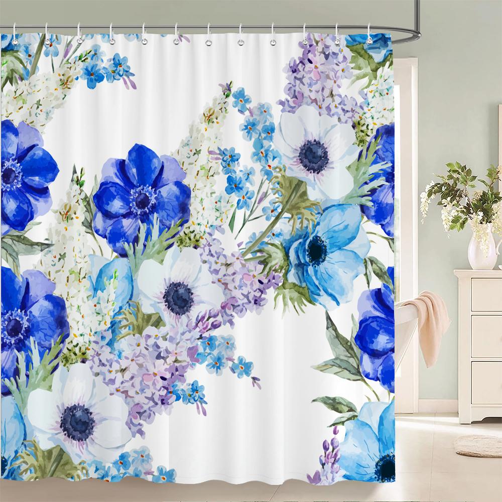 Flowers Pattern Shower Curtains Waterproof Polyester Bath Screen Curtain For Home Decoration Bathroom Printed Shower Curtain