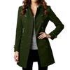 Women's Solid Color Button Lapel Woolen Button Long Sleeved Jacket