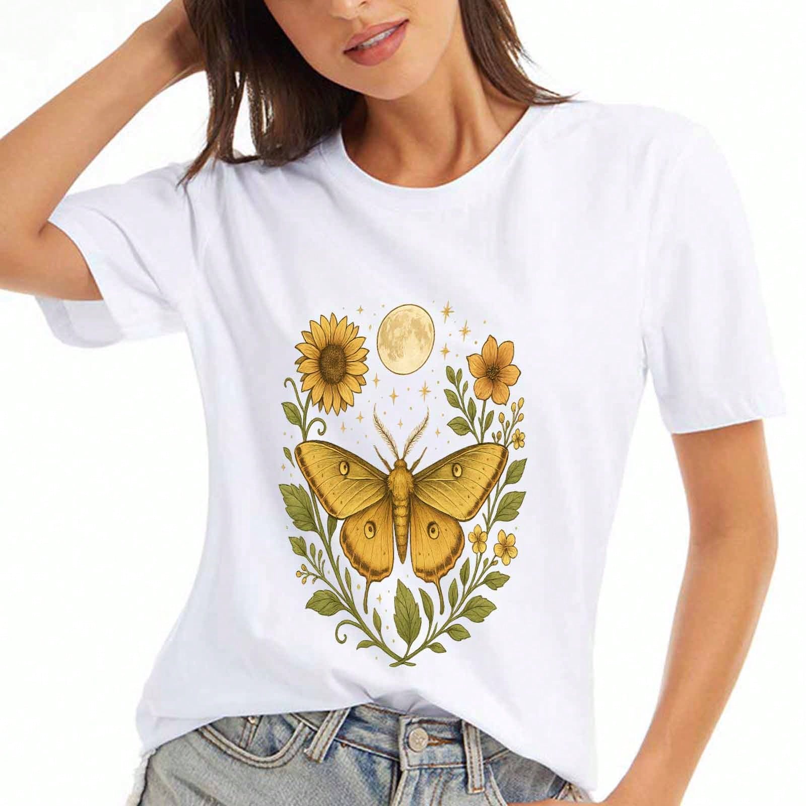 Butterfly Hope Wounisex s Cotton T Shirt, Premium Cotton Printed, Durable, Casual Fashion, Featuring Butterfly Design With Hope, Faith, Peace, Love, S S разноцветный