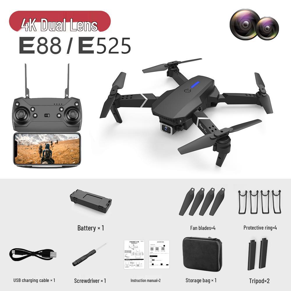 E88pro Folding Drone: HD Dual-Camera, Fixed Height, 4-Axis Remote Control Aircraft (Model E525)