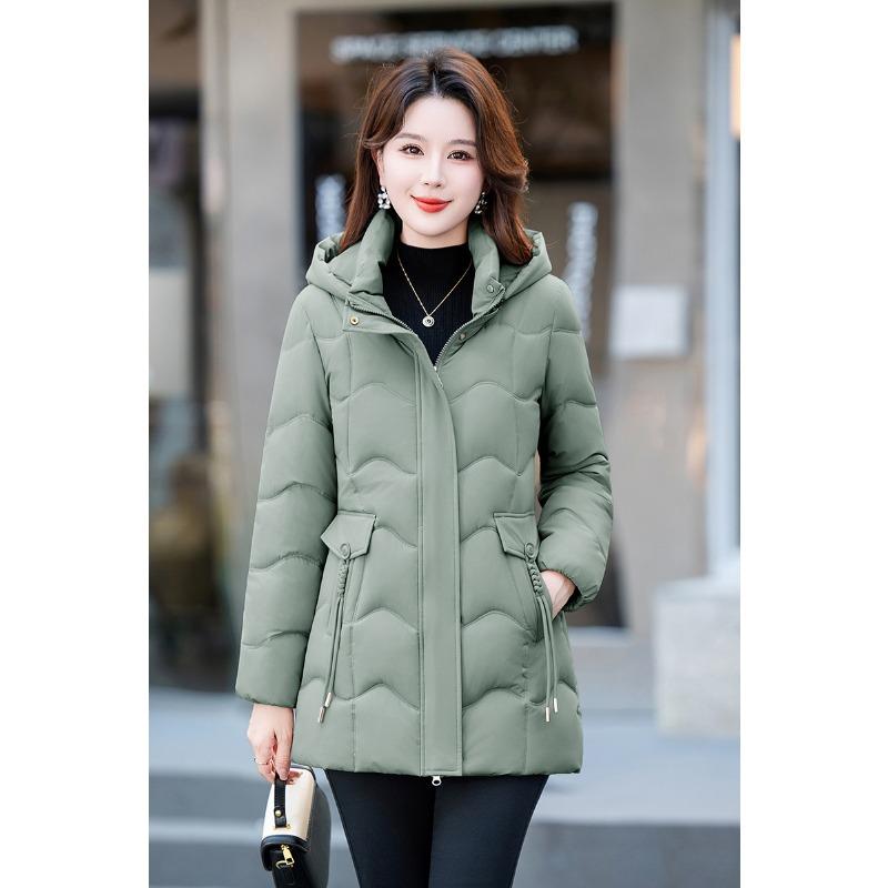 

Down cotton-padded clothes women s medium and long slim-fitting and thin thickened cotton-padded clothes, new high-end warm cotton-padded jackets 3XL (135-75 kg)