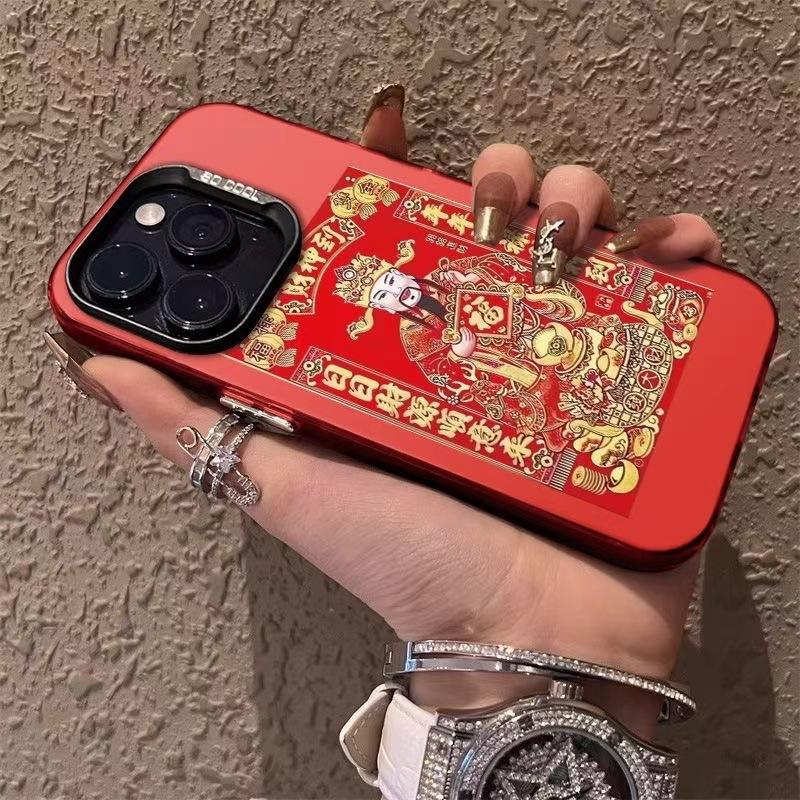 God of Wealth to apply Apple 16Pro new mobile phone case iPhone15plus Fa Cai 14Pro New Year 17 Guochao