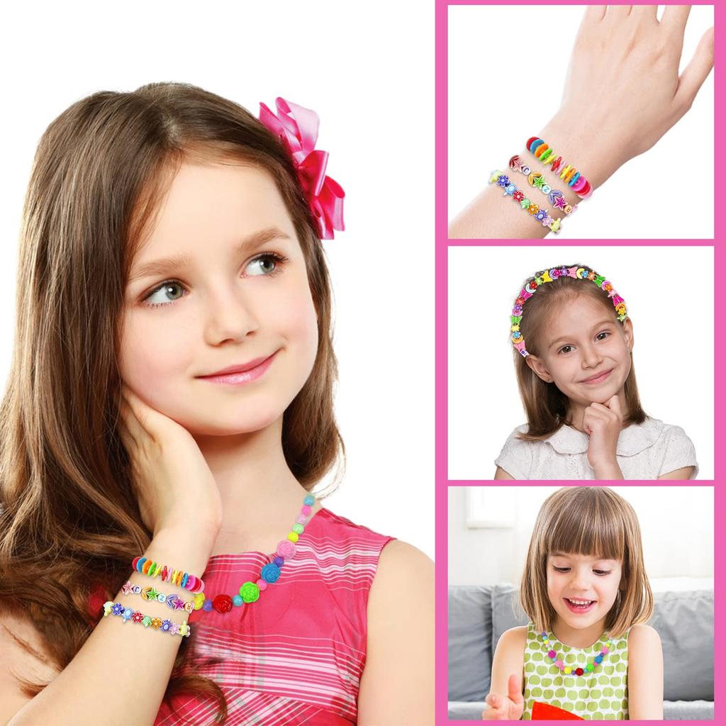 Bead Toys for DIY Handmade Kit for and Colorful Approximately 450 24 with Storage Perfect Gift for Birthdays Girls, Crafts, Accessories, Bracelets,