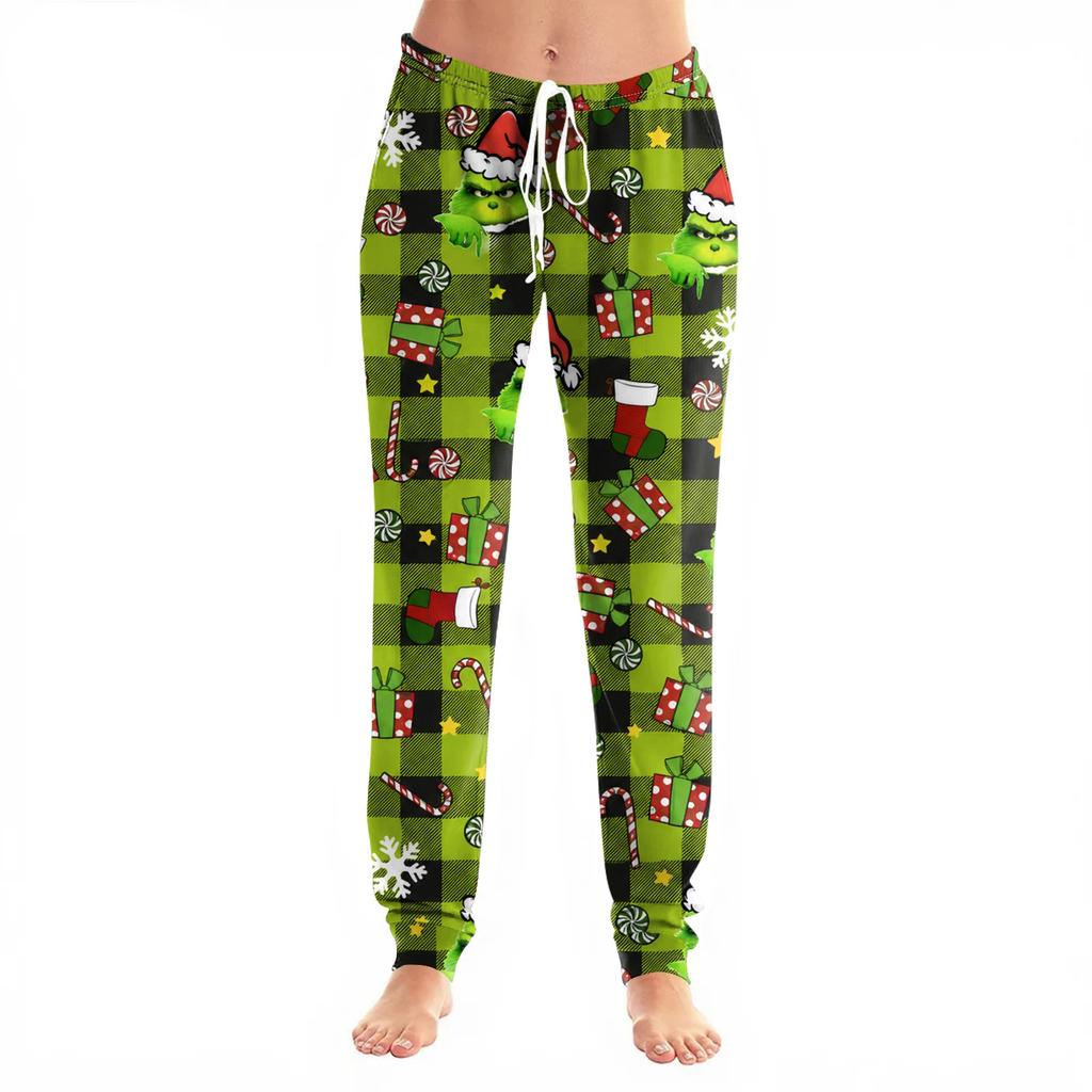 Women's Christmas Print Cuffed Jogger Pants with Pockets Casual Pants
