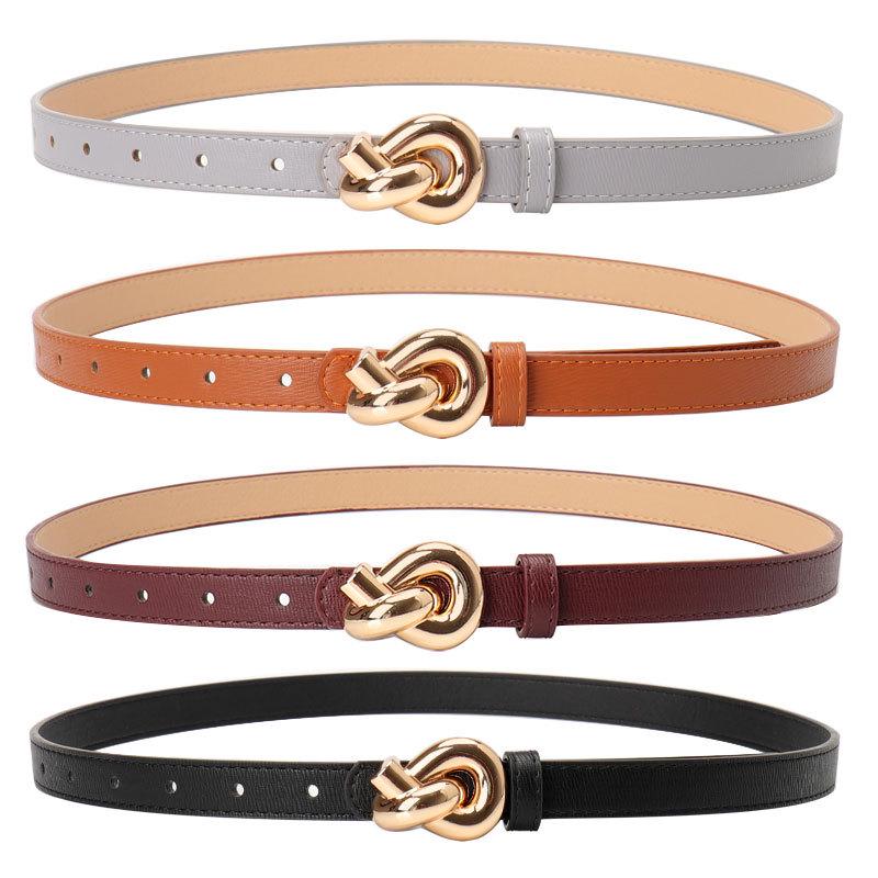 Chic Alloy Snap Button Knotted Belt for Women - Elegant European & American Style