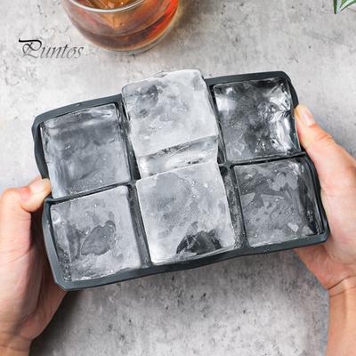 Ice Cube Mold Large Silicone Square Ice Cube Tray 6 Grids Design Ice Making Mold with Lid for Home Kitchen