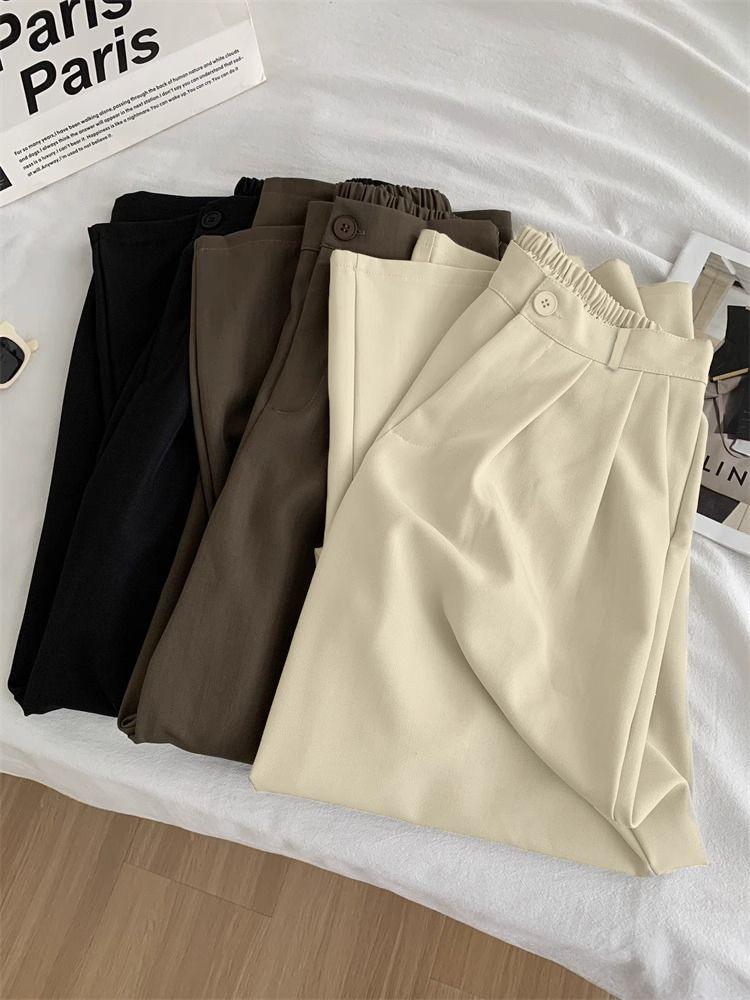 Women's High Waist Wide Leg Suit Pants: Spring/Summer Loose Fit, Straight Cut, Floor-Length Trousers