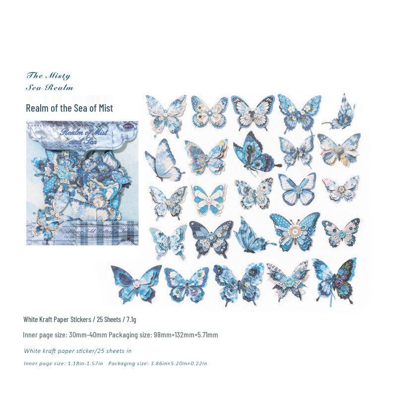Sugar Poetry Butterfly Sticker Pack: Retro Handmade Cut-out Patterns for Journals and DIY Collage