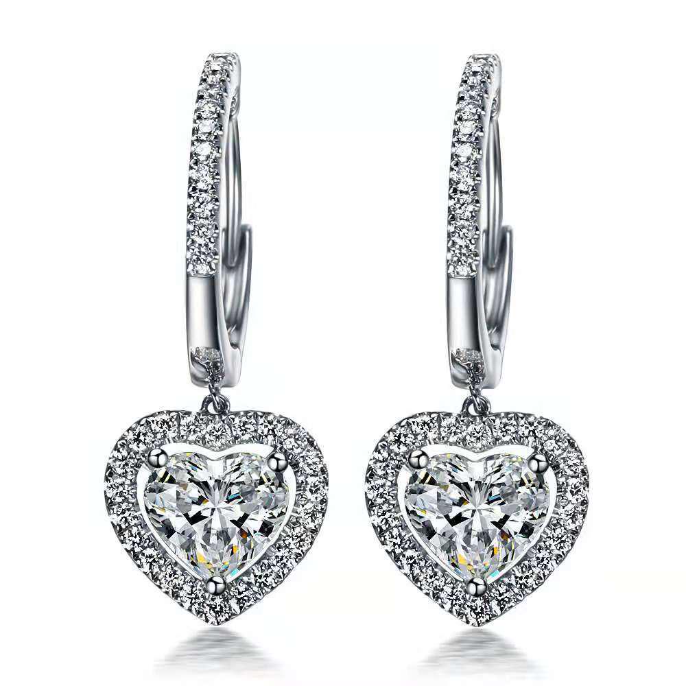 Simple European Style White Gold-Plated Copper Earrings with 5A Grade Zirconia Claw Studs for Women