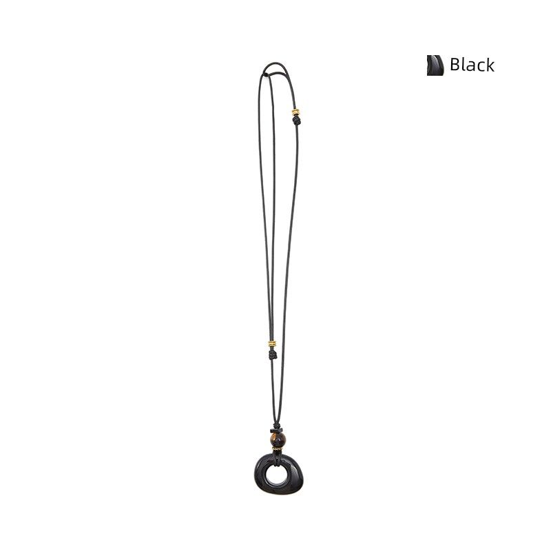 

Tigereye Peace Buckle Pendant Necklace Nine Purple from the Fire Sky Stone Bring In Wealth and Treasure Minimalist Bai Match Ornament Accessories Black In Stock F