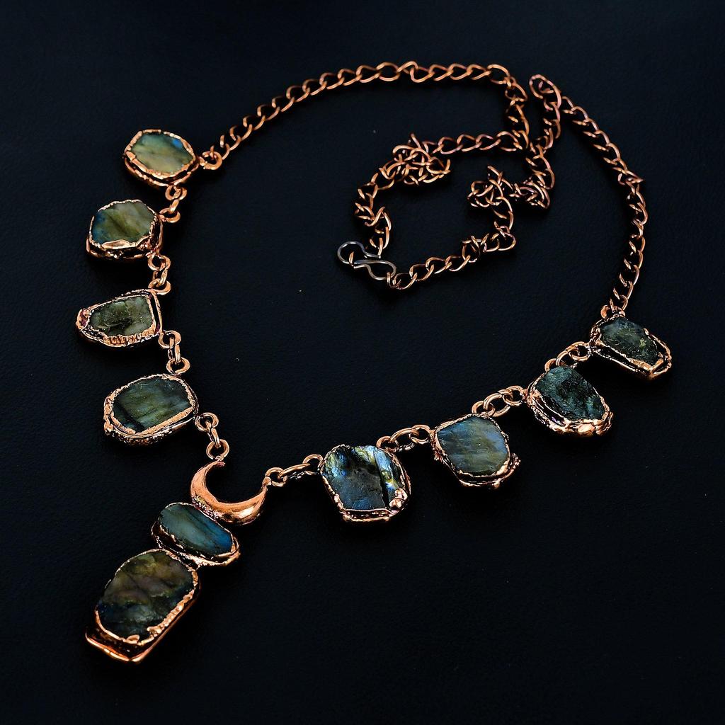 Labradorite Handmade Latest Design Jewelry Necklace, Copper Electroformed Gemstone Necklace, Gift For Mother