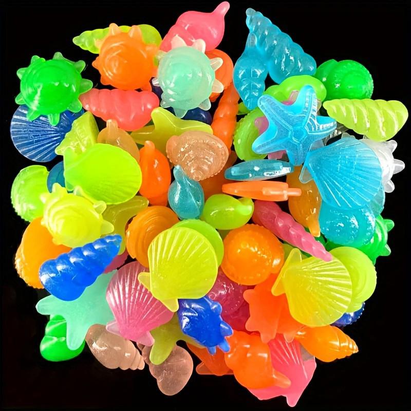100Pcs/Pack Marine Luminous Stones Colorful Stones Simulating Shell Starfish Fish Tank Pebbles Fairy Garden Yard Ornaments