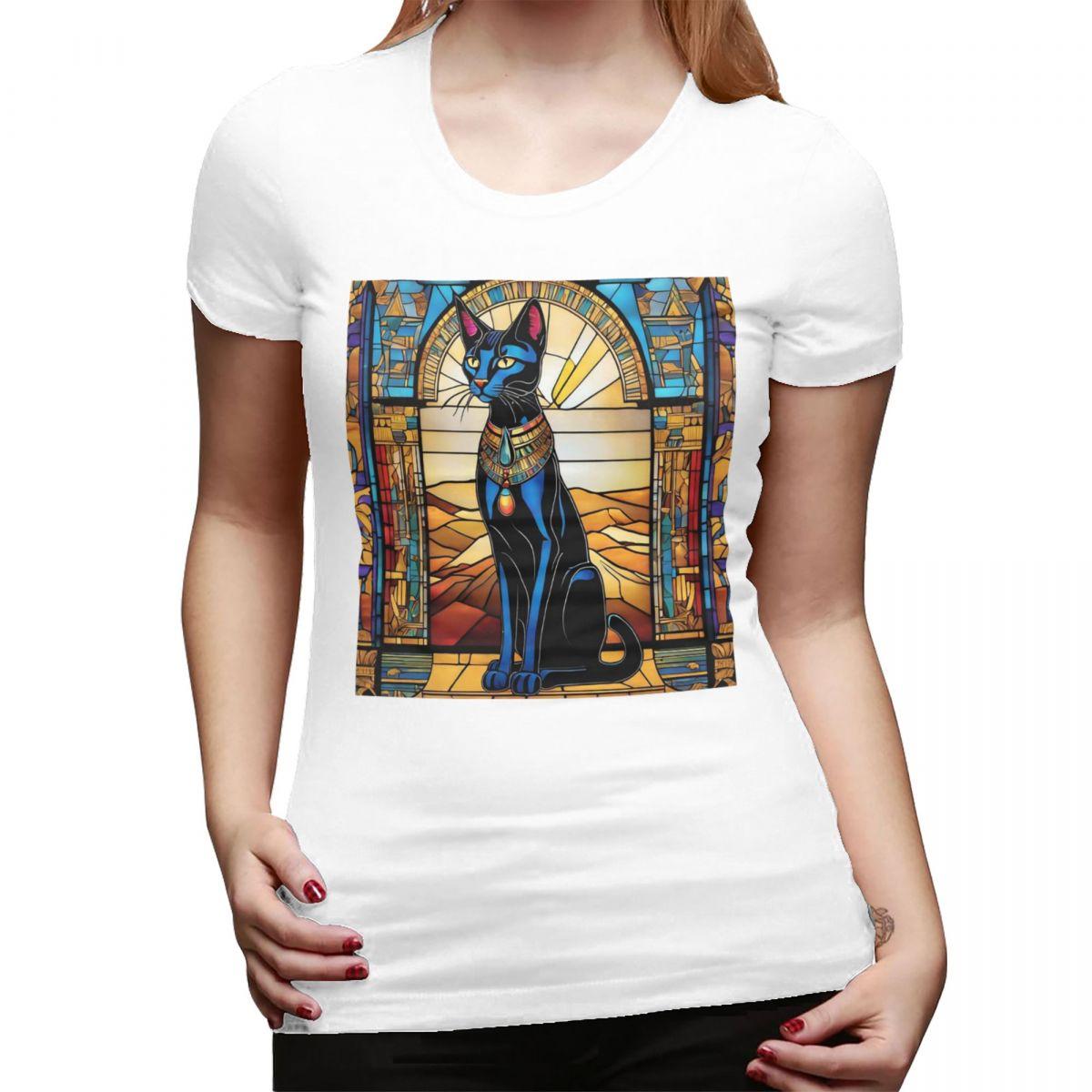 

Egyptian Cat TShirt for Women Crew Neck Streetwear T Shirts Womens Short Sleeve Summer Clothes Tops S