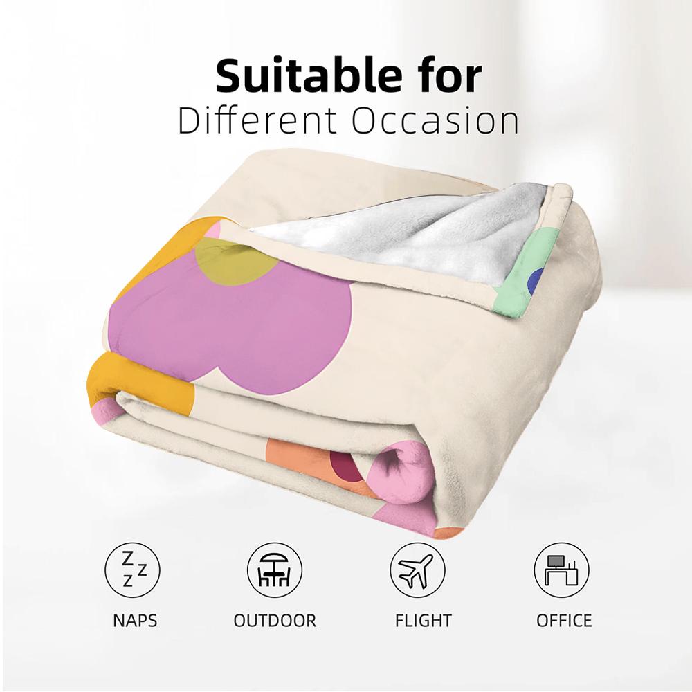 Multi Color Cutout Flower Anime Cartoon Flannel Blanket Soft Warm Throw for Bedroom Sofa Car Kids Holiday Gift