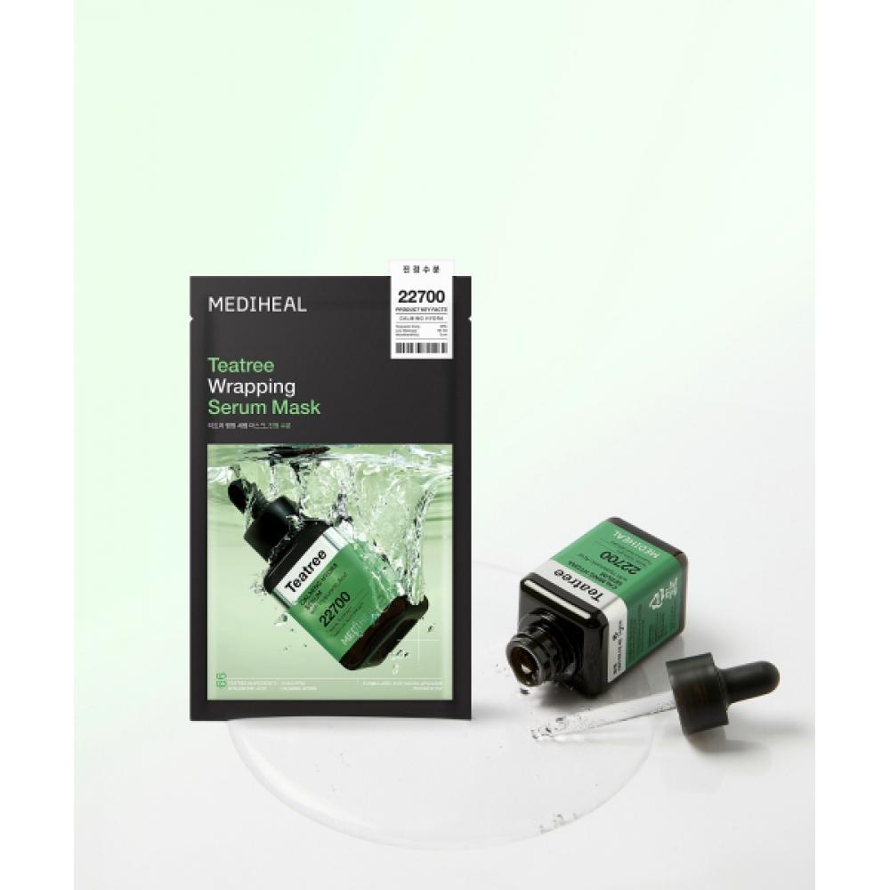 Mediheal [20 Sheets] Tea Tree Soothing Moisture Wrapping Serum Mask 10 Sheets  Total 20 Sheets Additional 6 Ml Of Serum Included 