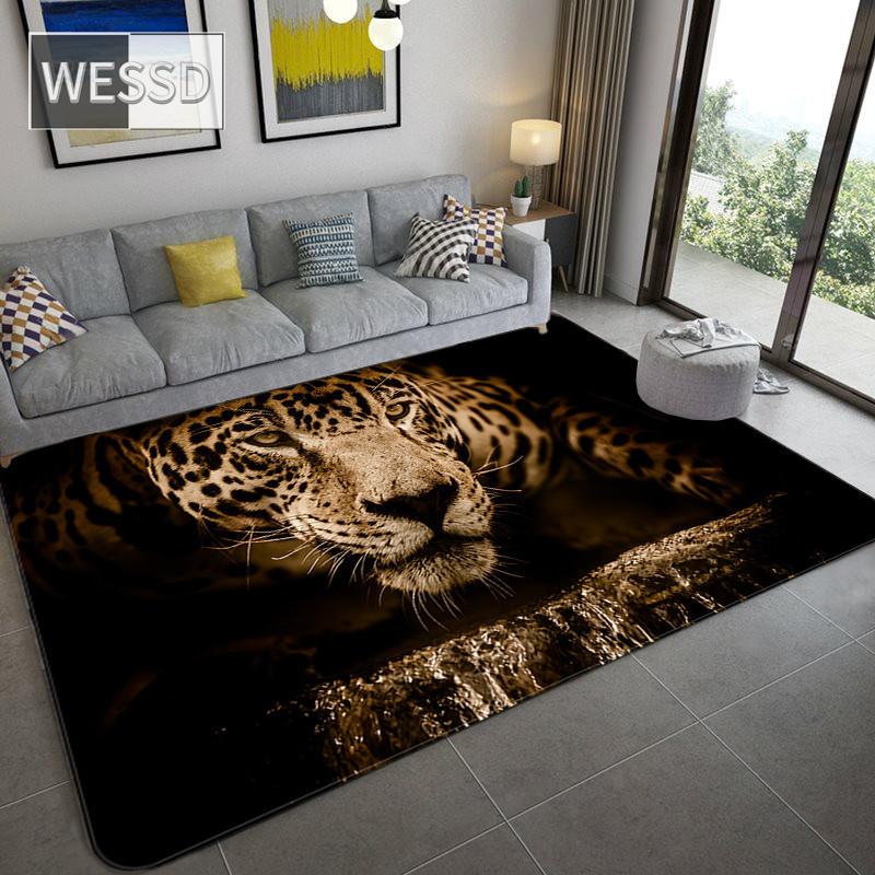 

Скандинавські розкішні тварини Чорний 3D-килим Прикраса для вітальні Домашня риба Леопардовий візерунок Килимок Спальня Фланель Килимок Підлога ванної кімнати 160x200cm 1pcs