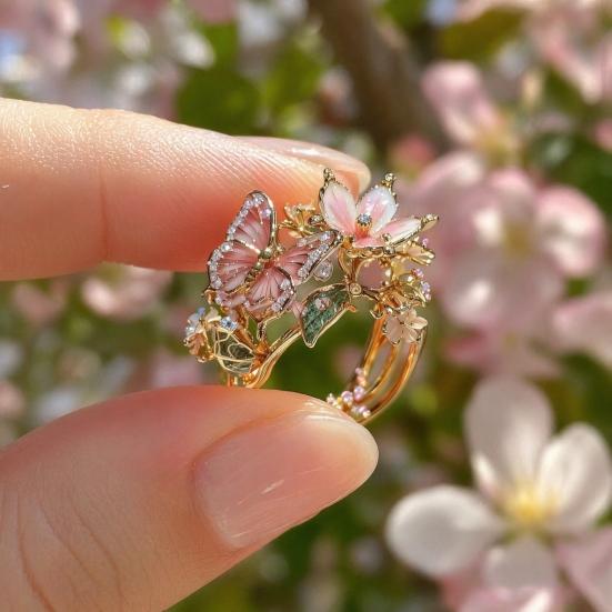 Flexibler Ring Leichte Legierung Fingerring Schmetterling Blumenform Verstellbare Öffnung Langlebig