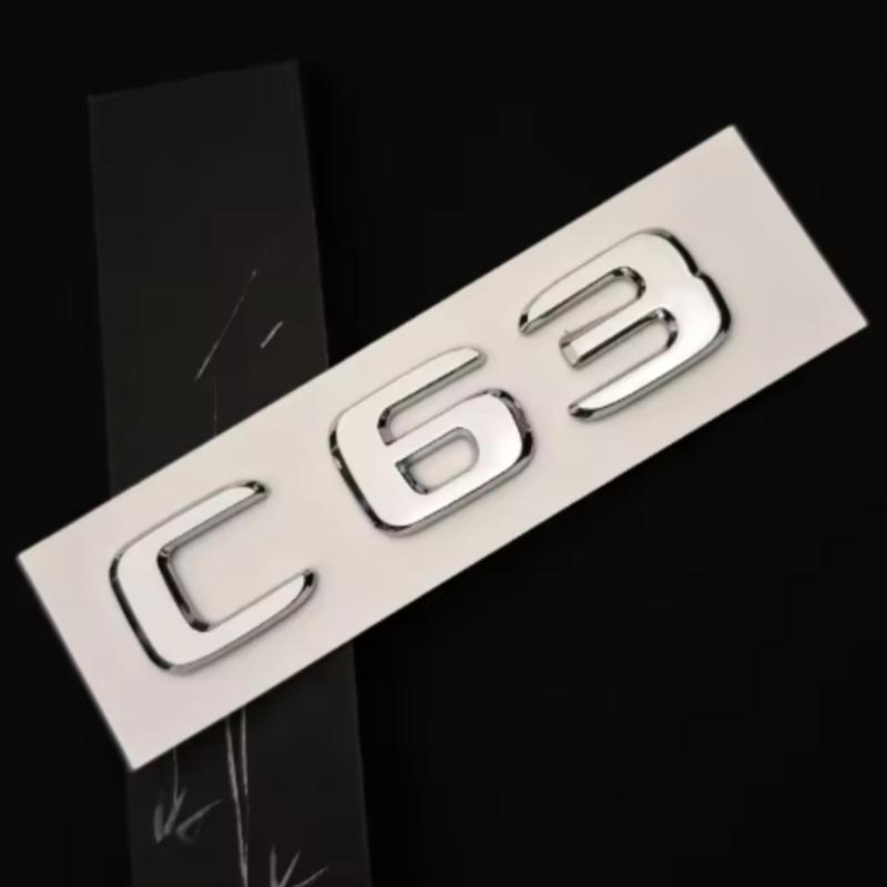 For Mercedes Benz ABS Chrome Car Trunk C43 C63 Emblem Sticker V8 BITURBO 4MATIC Badge Decals Accessories For Mercedes Benz AMG W205 W206 C205 WQ9