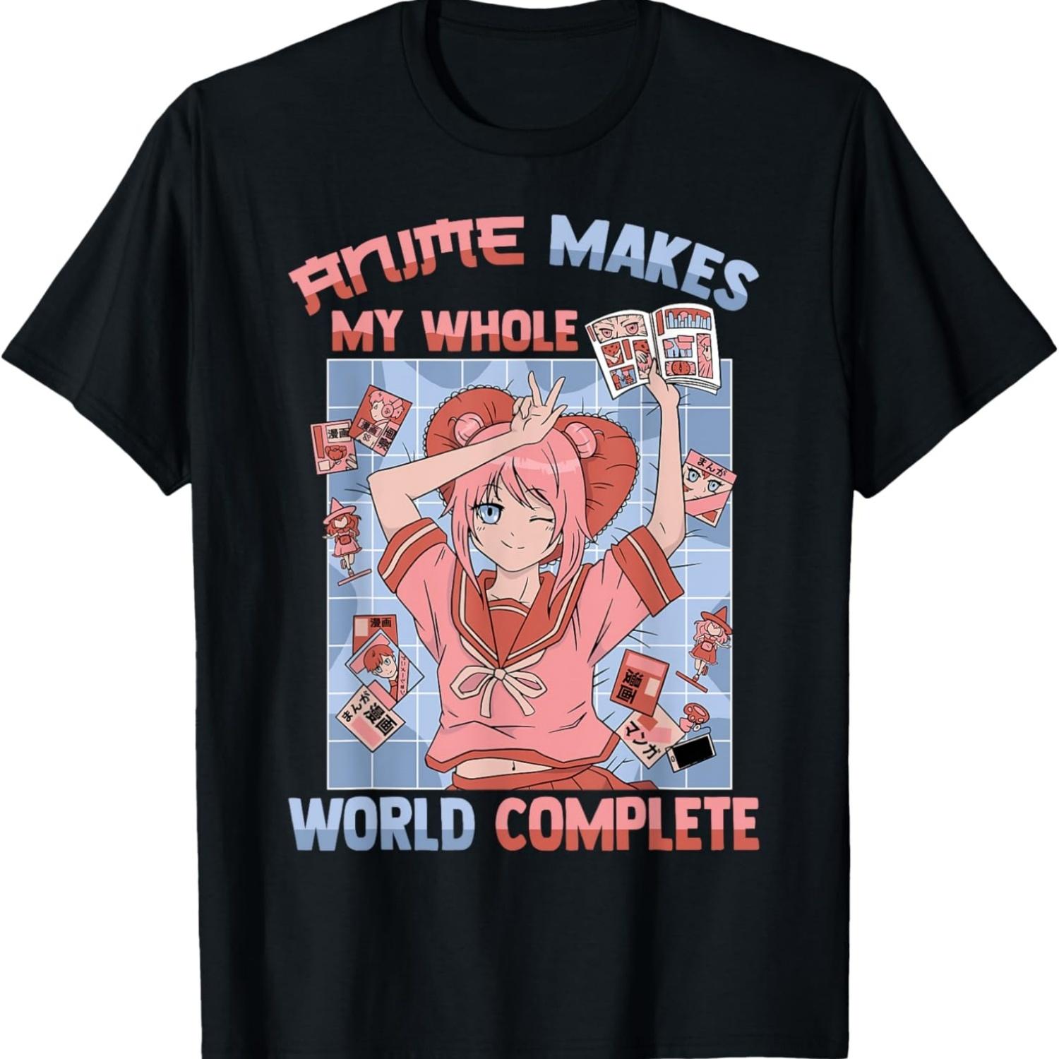 Kawaii Otaku - Anime Makes My Whole World Complete - Manga T-Shirt S чёрный